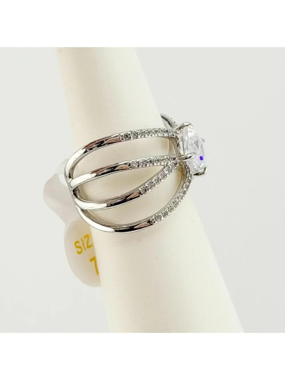 Bomb Party Ring Sz 7 “Celestial Sparkle” Clear CZ on Rhodium RG95417